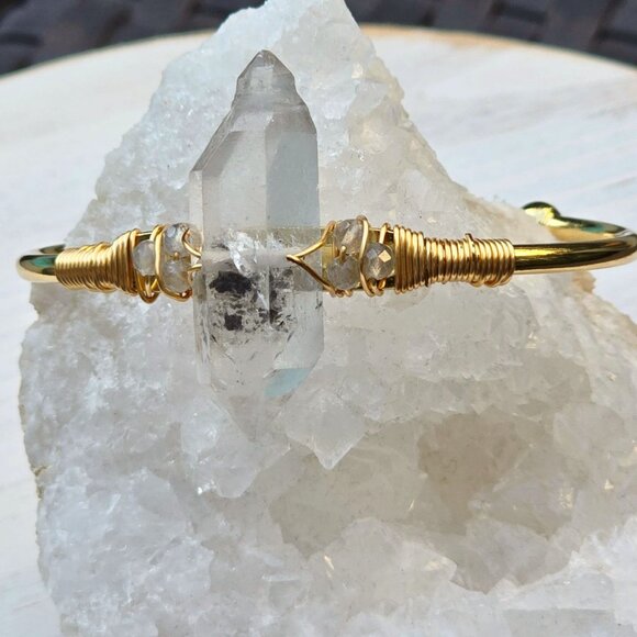 Herkimer Diamond Wire Wrap Bracelet w/ 14Kt Gold Over Copper – Adjustable – NWT - Picture 6 of 11